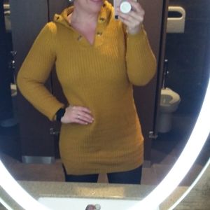 Say What Sweater Dress Gold Small